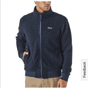 NWT Patagonia Mens Woolyester Fleece jacket Navy sz Large (NOTE: corporate logo)